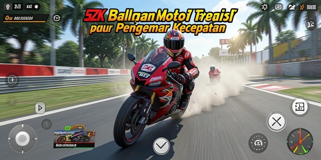 Screenshot gameplay 5ZK menampilkan aksi balapan motor yang mendebarkan.