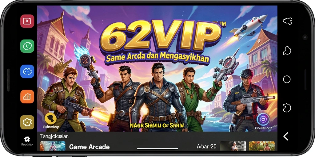 Tangkapan layar utama 62VIP menampilkan gameplay Arcade yang seru.