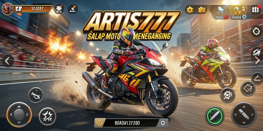 Tampilan gameplay seru dari ARTIS777 saat balapan motor.