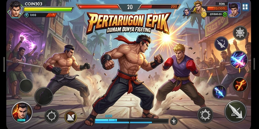 Gameplay mendebarkan di arena Fighting COIN303.