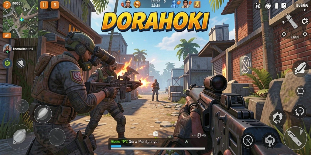 Tampilan gameplay seru dalam DORAHOKI dengan aksi menegangkan.
