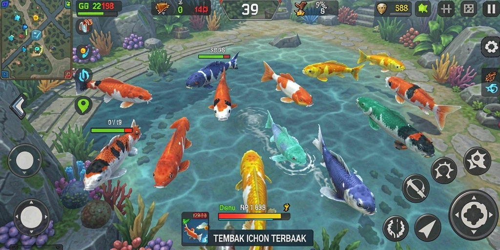 Tampilan seru gameplay Tembak Ikan GG288 dengan aksi menembak ikan.