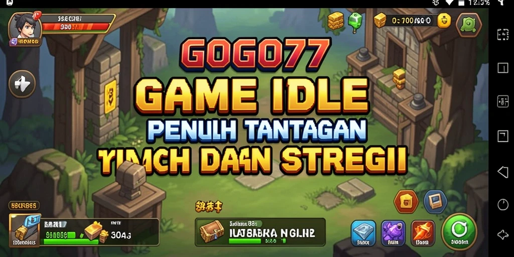 Screenshot gameplay GOGO77 menampilkan aksi membangung kerajaan Idle.