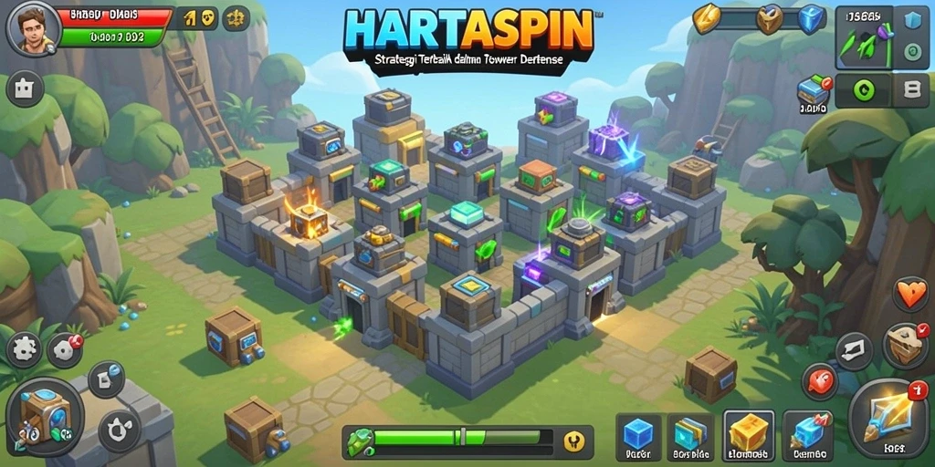 Tampilan gameplay menarik dari HARTASPIN dengan strategi tower defense terbaik.