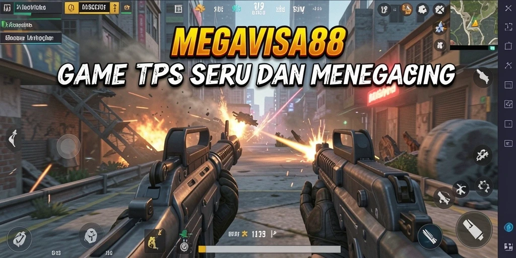 Screenshot gameplay MEGAVISA88 menampilkan aksi seru dalam pertempuran TPS.