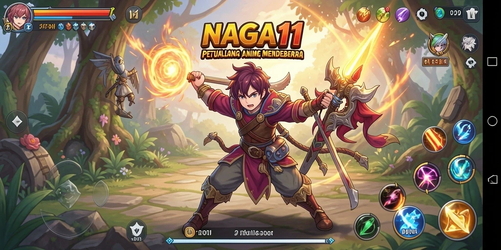 Tampilan gameplay menakjubkan di NAGA11 dengan karakter anime.