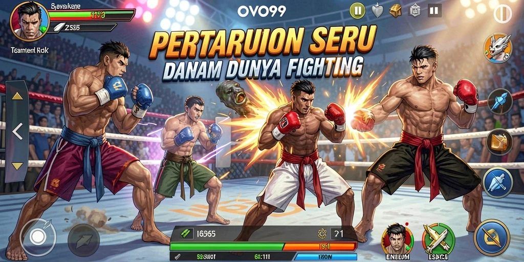 Tampilan gameplay seru dalam OVO99 dengan pertarungan spektakuler.