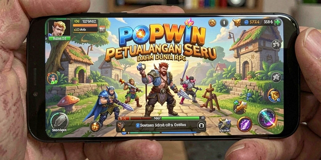 Tangkapan layar POPWIN menunjukkan pertarungan epik dalam dunia RPG.