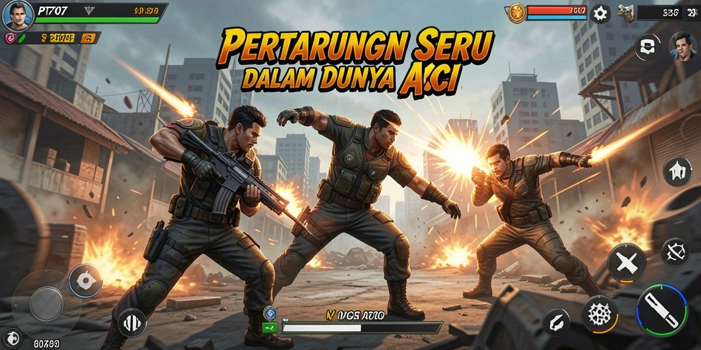 Screenshot gameplay PT707 menunjukkan aksi pertarungan yang intens.