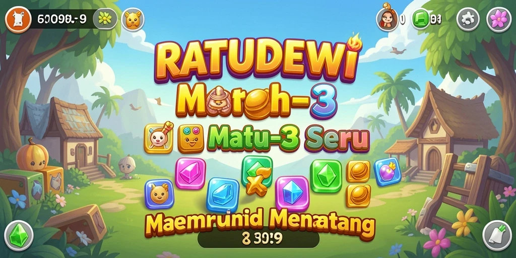 Tampilan gameplay RATUDEWI dengan puzzle seru dan warna-warni.