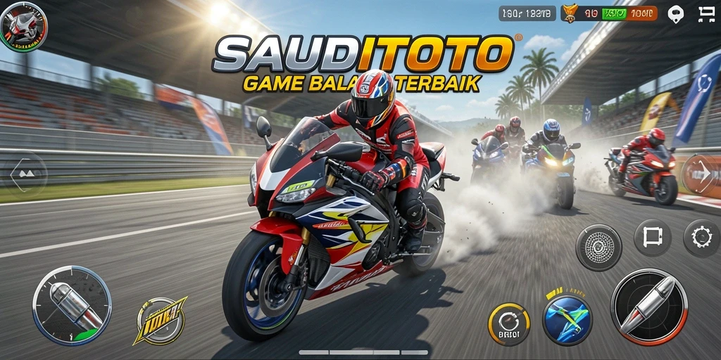Screenshot SAUDITOTO menampilkan aksi balap motor yang seru dan grafis menakjubkan.