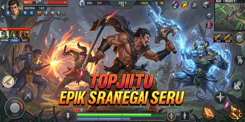 Screenshot gameplay TOPJITU dengan pertarungan seru dan karakter menarik.