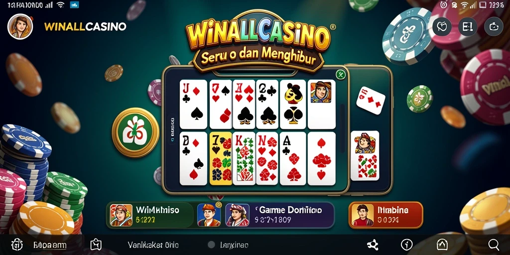 Tampilan gameplay seru dalam WINALLCASINO saat bermain Domino.