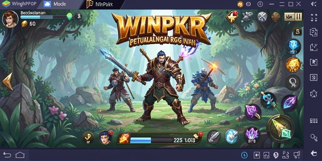 Tampilan gameplay seru dari WINPKR yang menampilkan pertarungan dan petualangan.