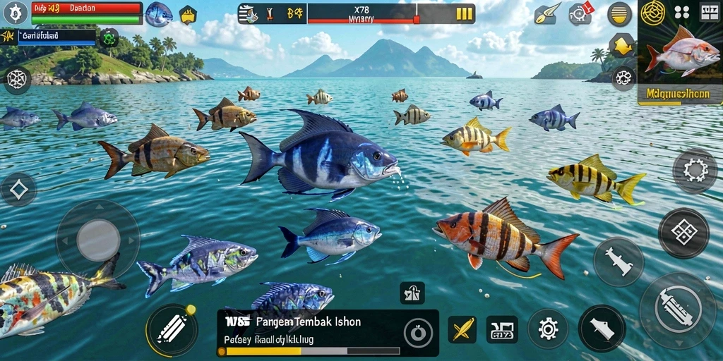 Tampilan gameplay X78 yang menarik dengan aksi menembak ikan.