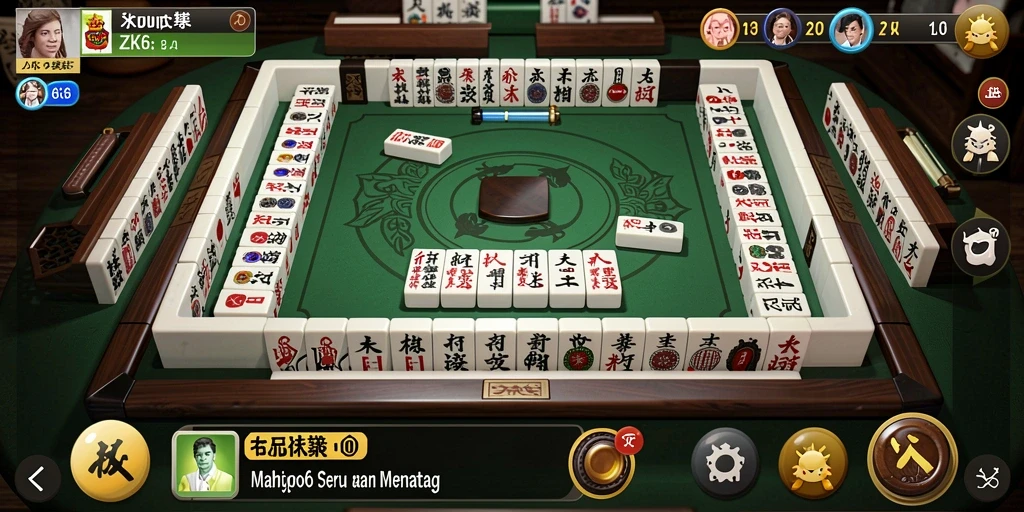 Screenshot dari permainan ZK6 menunjukkan keseruan bermain Mahjong.